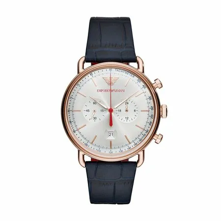 Emporio Armani Mens Quartz Chronograph Blue Strap Watch AR11123