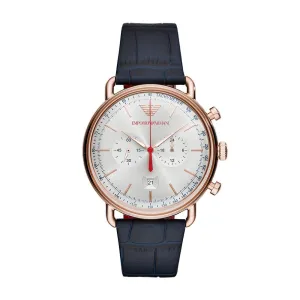 Emporio Armani Mens Quartz Chronograph Blue Strap Watch AR11123