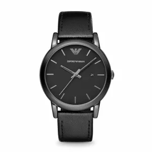 Emporio Armani Men's Sophisticated Black Dial Leather Watch AR1732