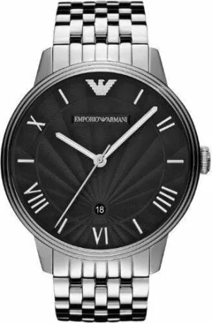 Emporio Armani Mens Stainless Steel Watch Black Dial AR1614