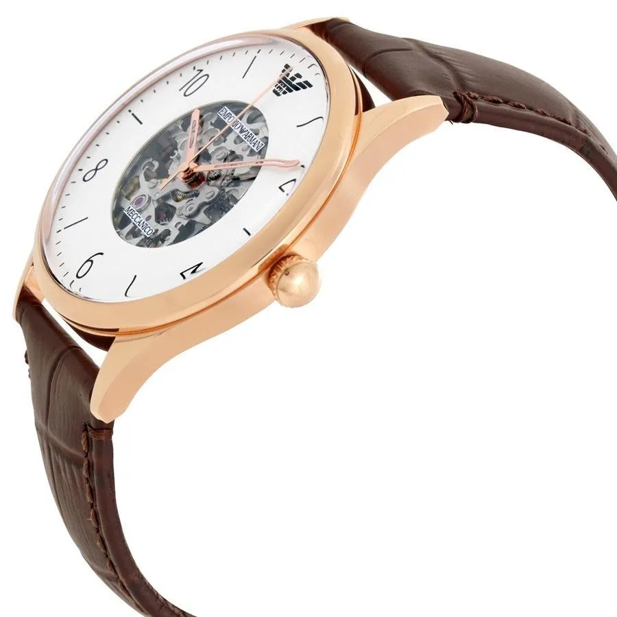Emporio Armani Men's White Dial Watch with Leather Strap AR1911