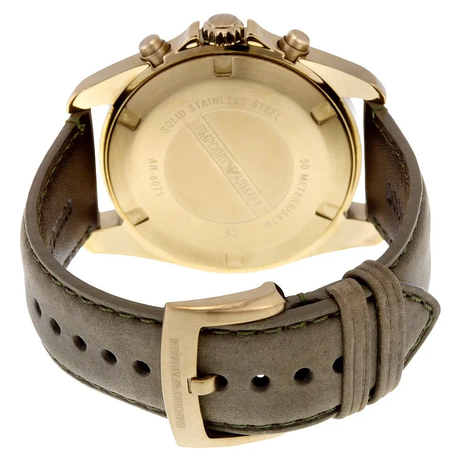 Emporio Armani Sportivo Men's AR6071 Gold Dial Brown Leather Watch