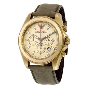 Emporio Armani Sportivo Men's AR6071 Gold Dial Brown Leather Watch