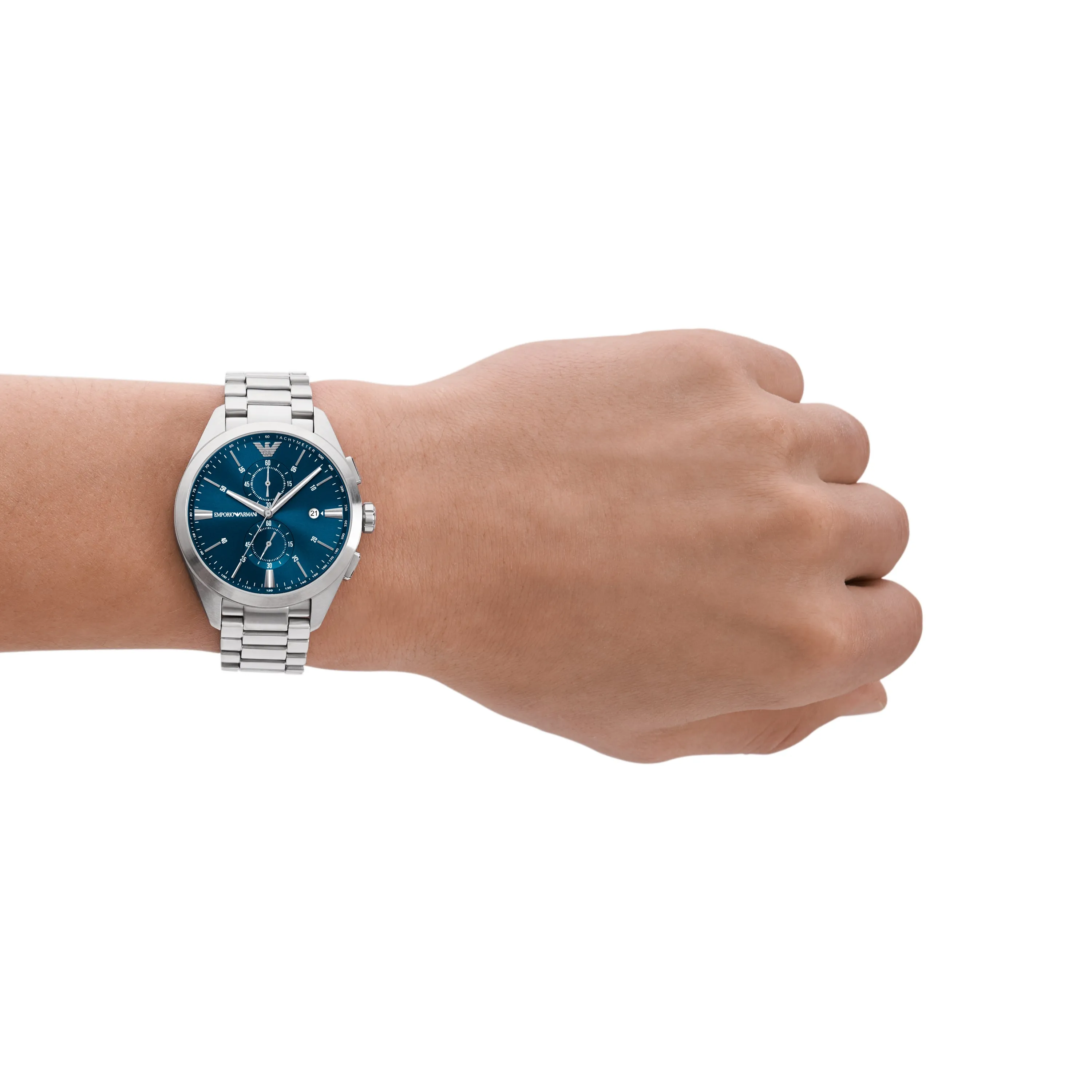 Emporio Armani Stainless Steel Blue Dial Mens Chronograph Watch AR11541