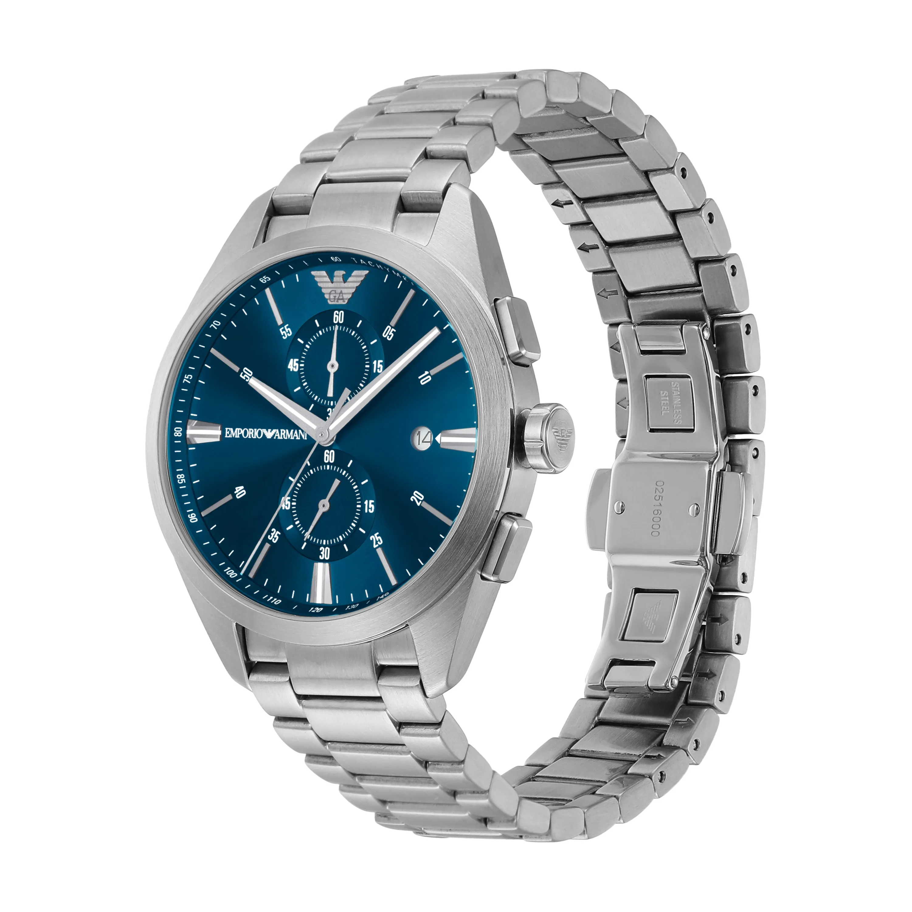 Emporio Armani Stainless Steel Blue Dial Mens Chronograph Watch AR11541