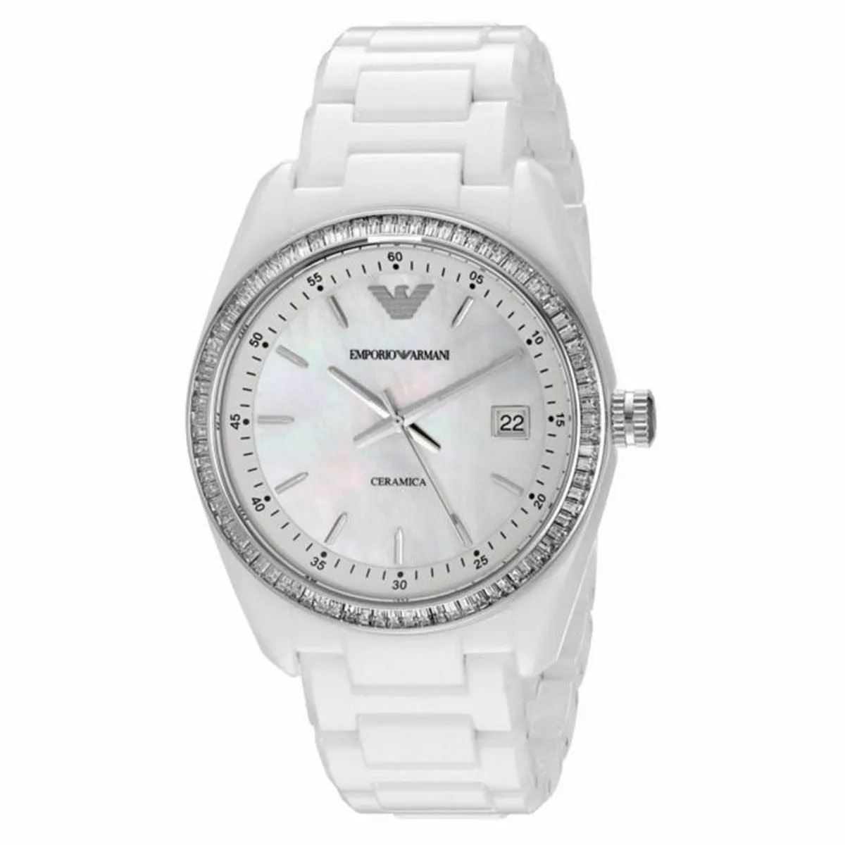 Emporio Armani White Ceramic Bracelet Womens Watch AR1684