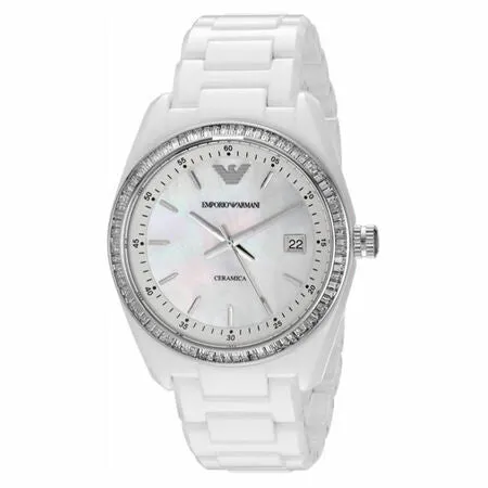 Emporio Armani White Ceramic Bracelet Womens Watch AR1684