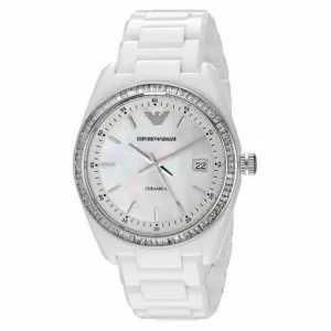Emporio Armani White Ceramic Bracelet Womens Watch AR1684
