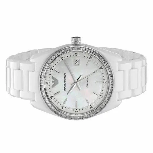Emporio Armani White Ceramic Bracelet Womens Watch AR1684