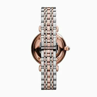 Emporio Armani Womens Two Tone Grey Dial Watch with Crystal Accents AR1840
