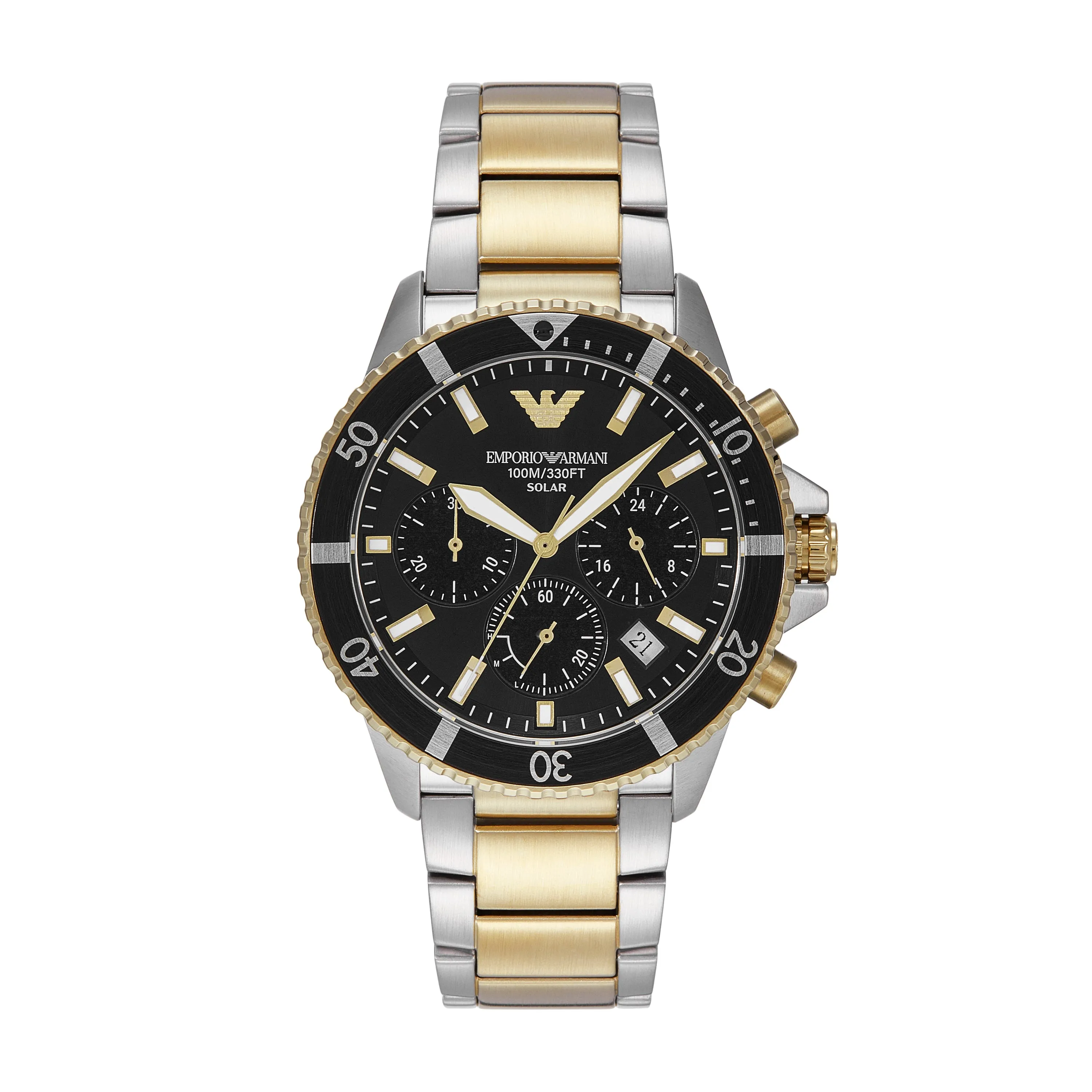 Emporio Armani World Explorer Solar Black Dial Stainless Steel Watch AR11680
