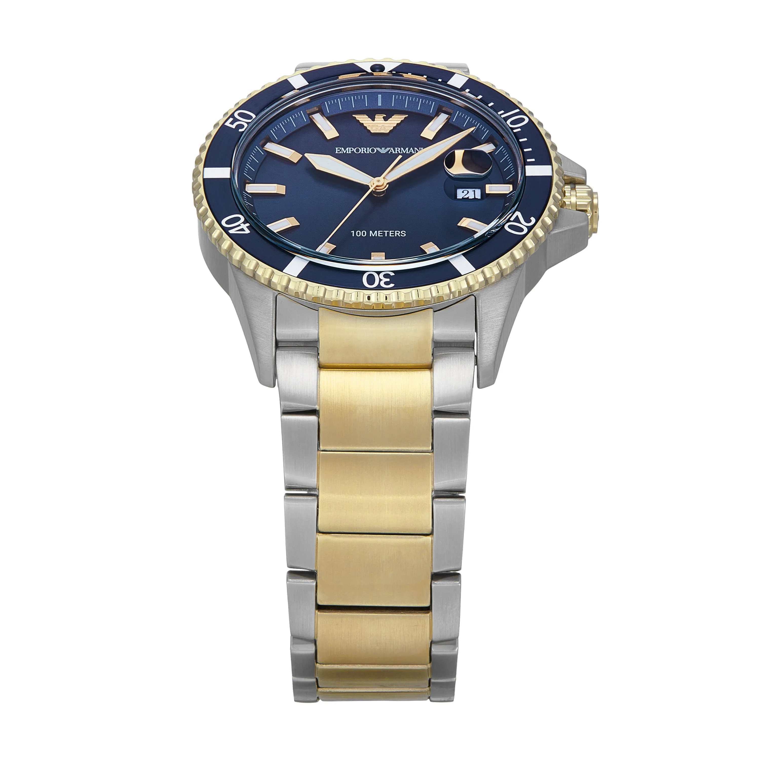 Emporio Armani World Explorer Three-Hand Blue Dial Stainless Steel Watch AR11682