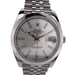 Estate Rolex Stainless Steel Gents OPDJ II 41mm Silver Dial 126300 Comes With Box And Card C.2020