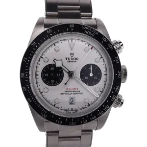 Estate Tudor Stainless Steel Gents Black Bay Chronometer White Dial Black Sub Dials Black Bezel Oyster Bracelet 79360N With Box & Card C.2024