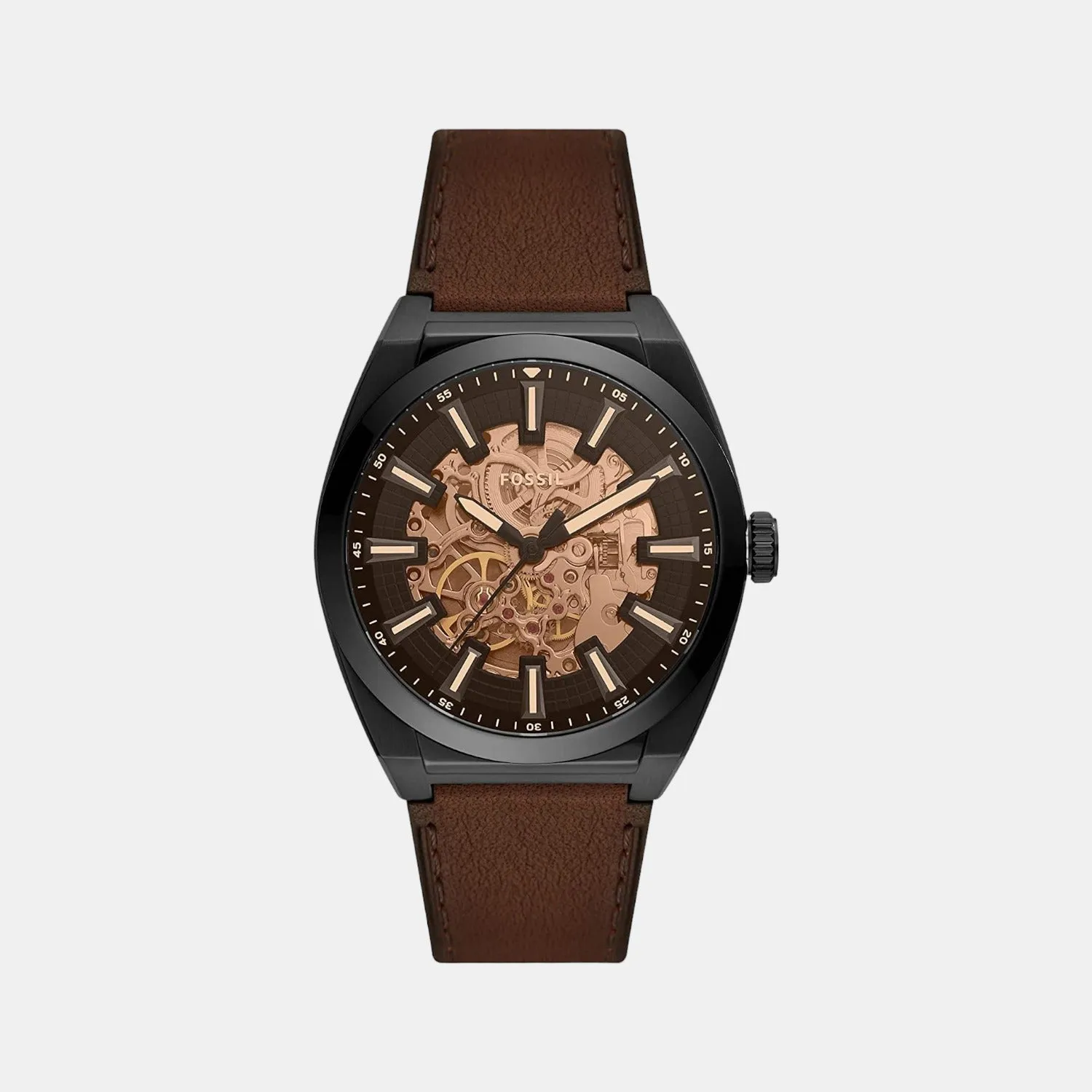 Everett Men Automatic Black Dial Analog Leather Watch ME3207