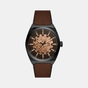 Everett Men Automatic Black Dial Analog Leather Watch ME3207