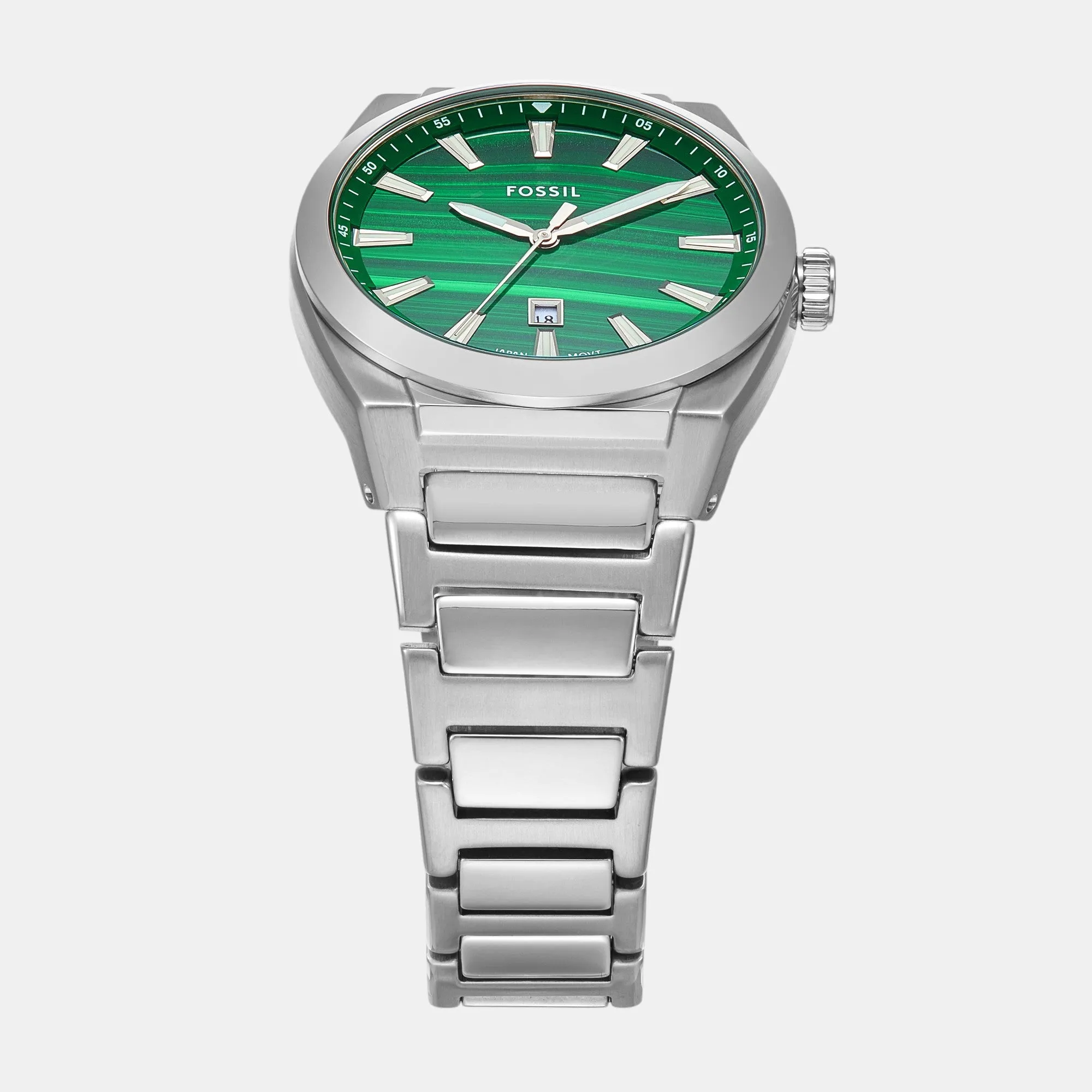 Everett Men Quartz Green Dial Analog Stainless Steel Watch FS6056