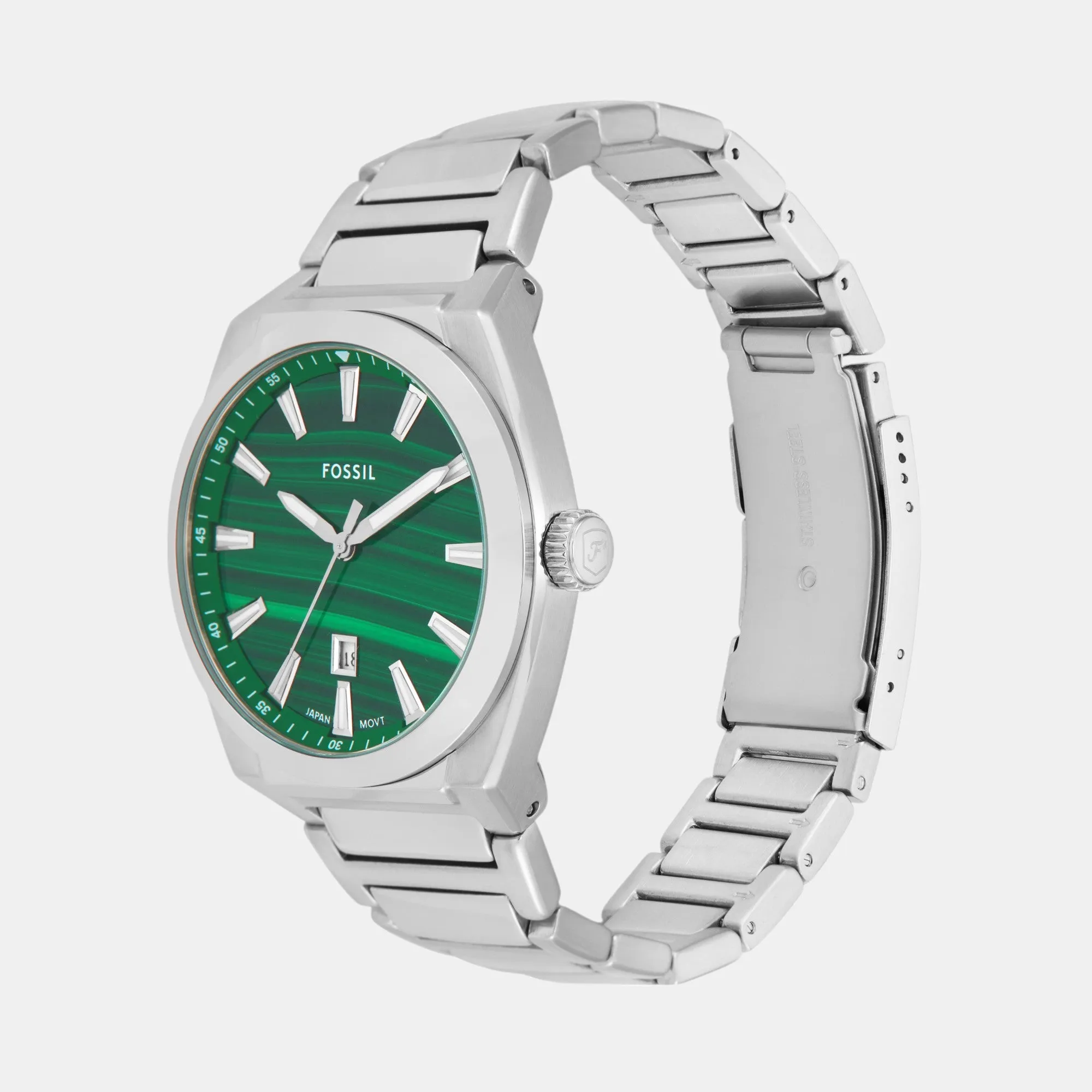 Everett Men Quartz Green Dial Analog Stainless Steel Watch FS6056