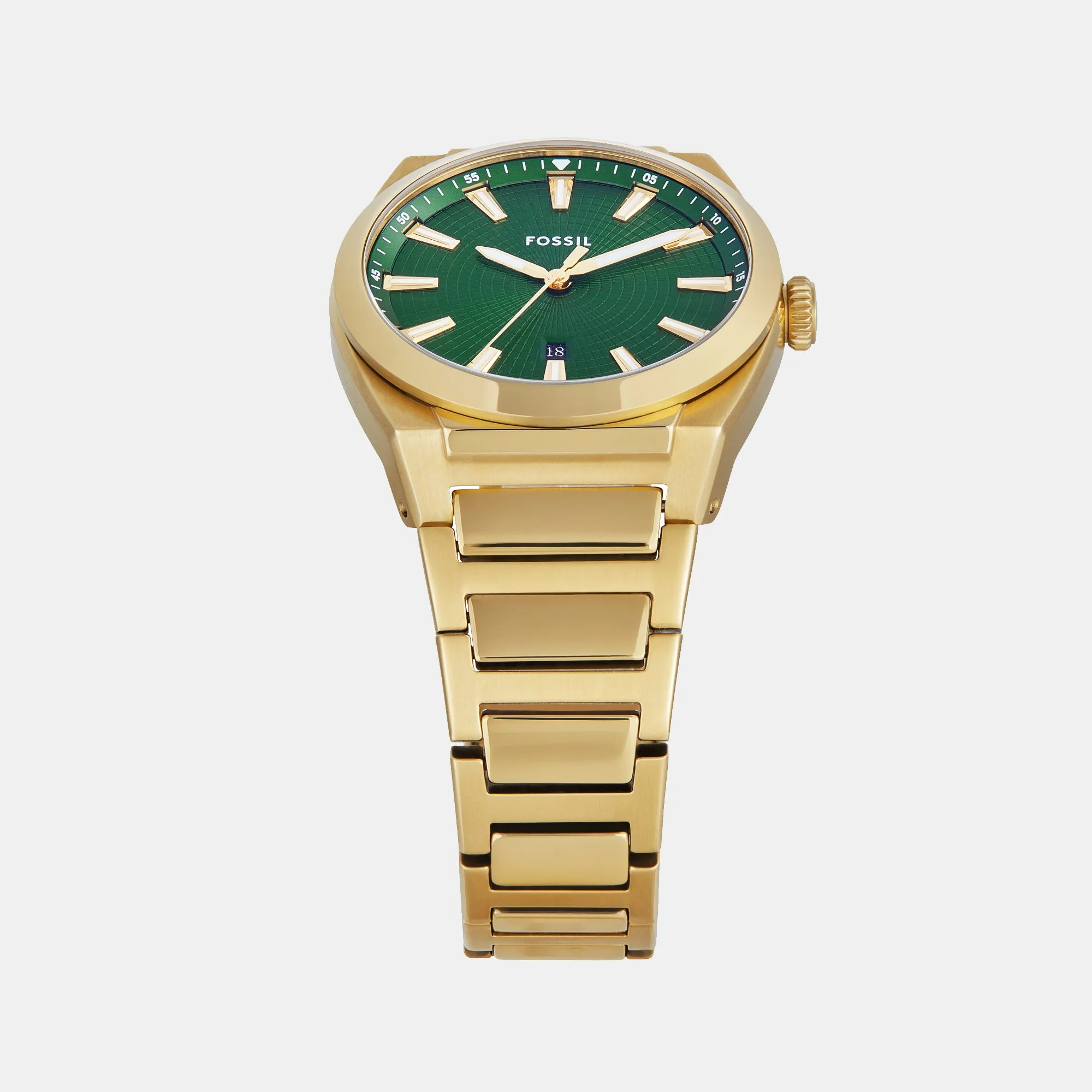 Everett Men Quartz Green Dial Analog Stainless Steel Watch FS6090