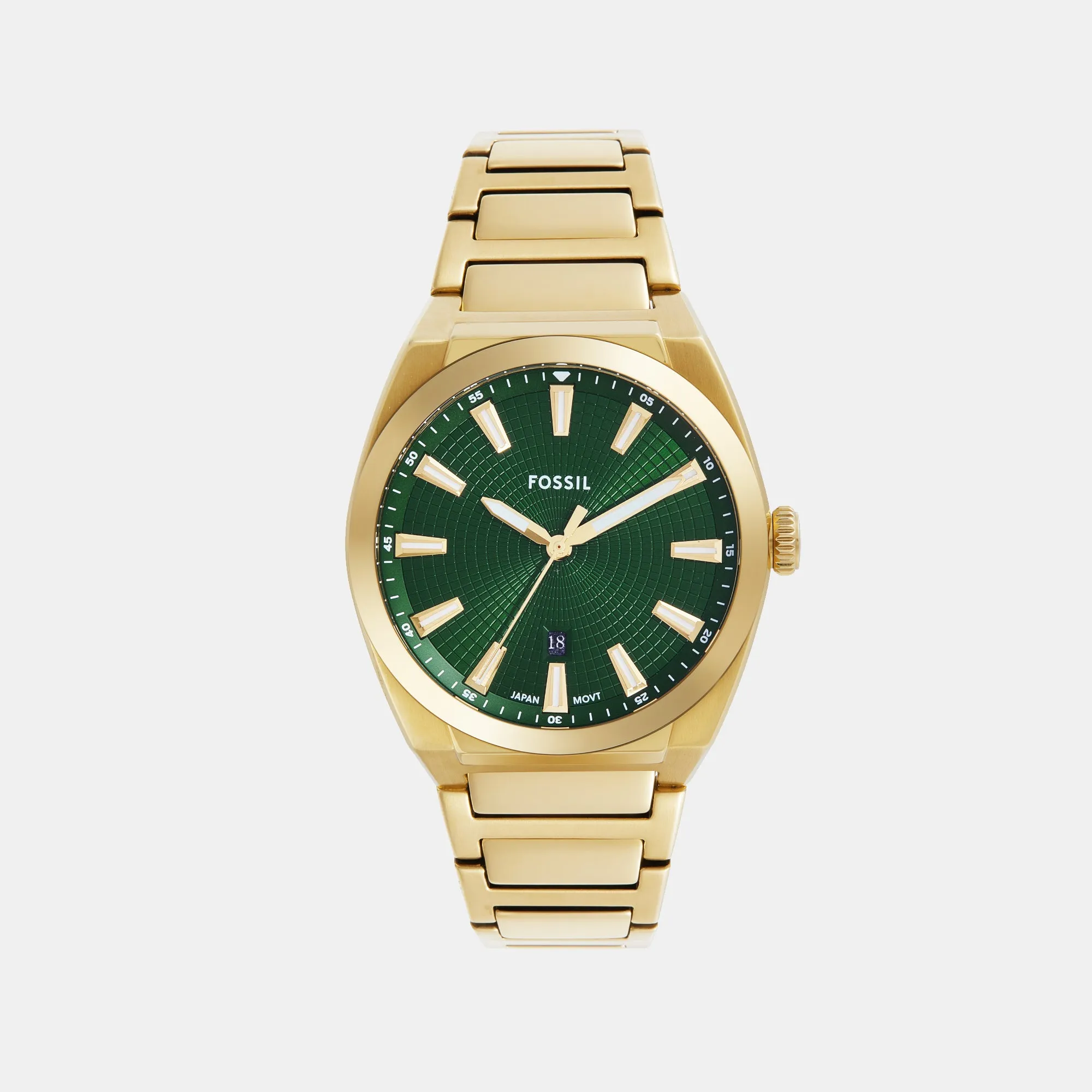 Everett Men Quartz Green Dial Analog Stainless Steel Watch FS6090