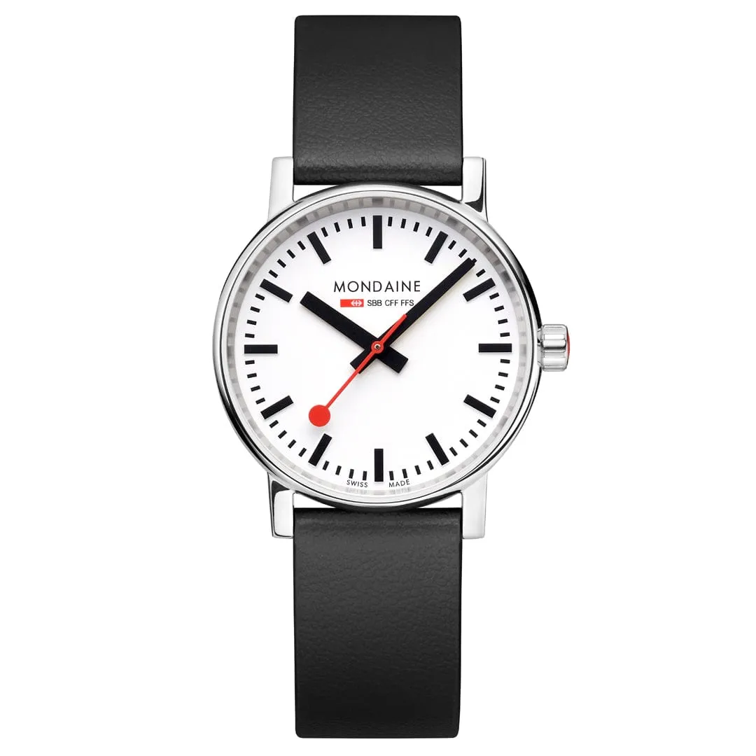 EVO2, Polished Steel, 35 mm, Black Vegan Grape Leather