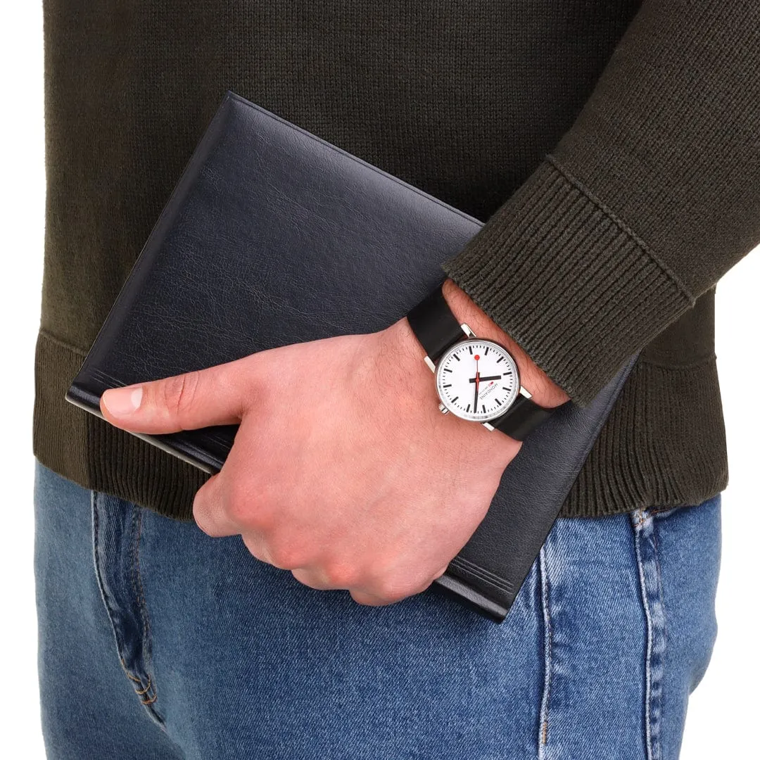 EVO2, Polished Steel, 35 mm, Black Vegan Grape Leather