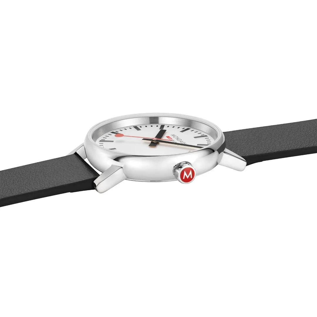 EVO2, Polished Steel, 35 mm, Black Vegan Grape Leather