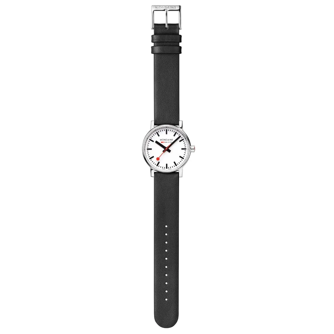 EVO2, Polished Steel, 35 mm, Black Vegan Grape Leather
