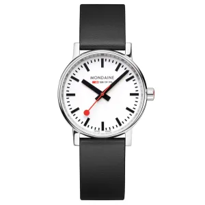 EVO2, Polished Steel, 35 mm, Black Vegan Grape Leather