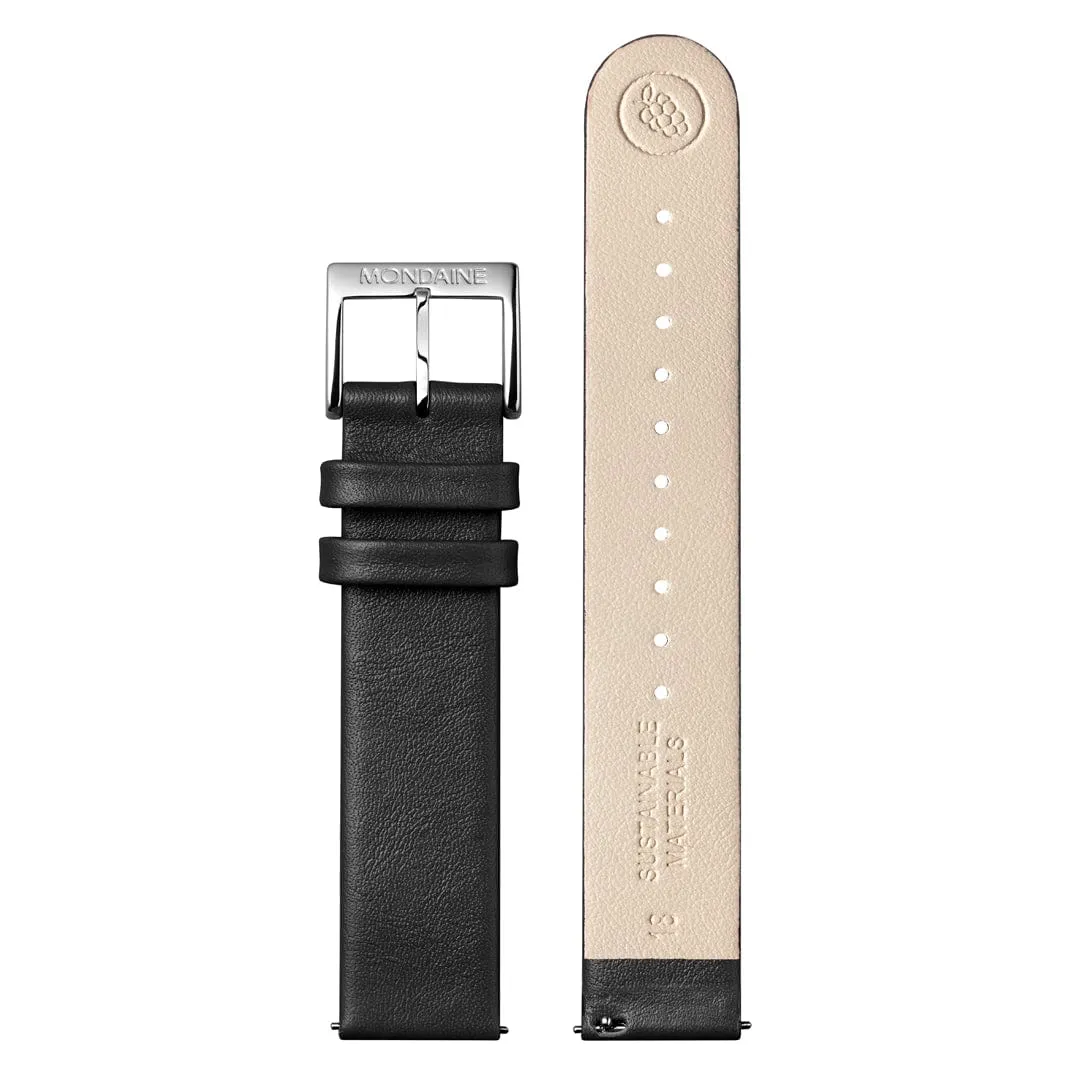 EVO2, Polished Steel, 35 mm, Black Vegan Grape Leather