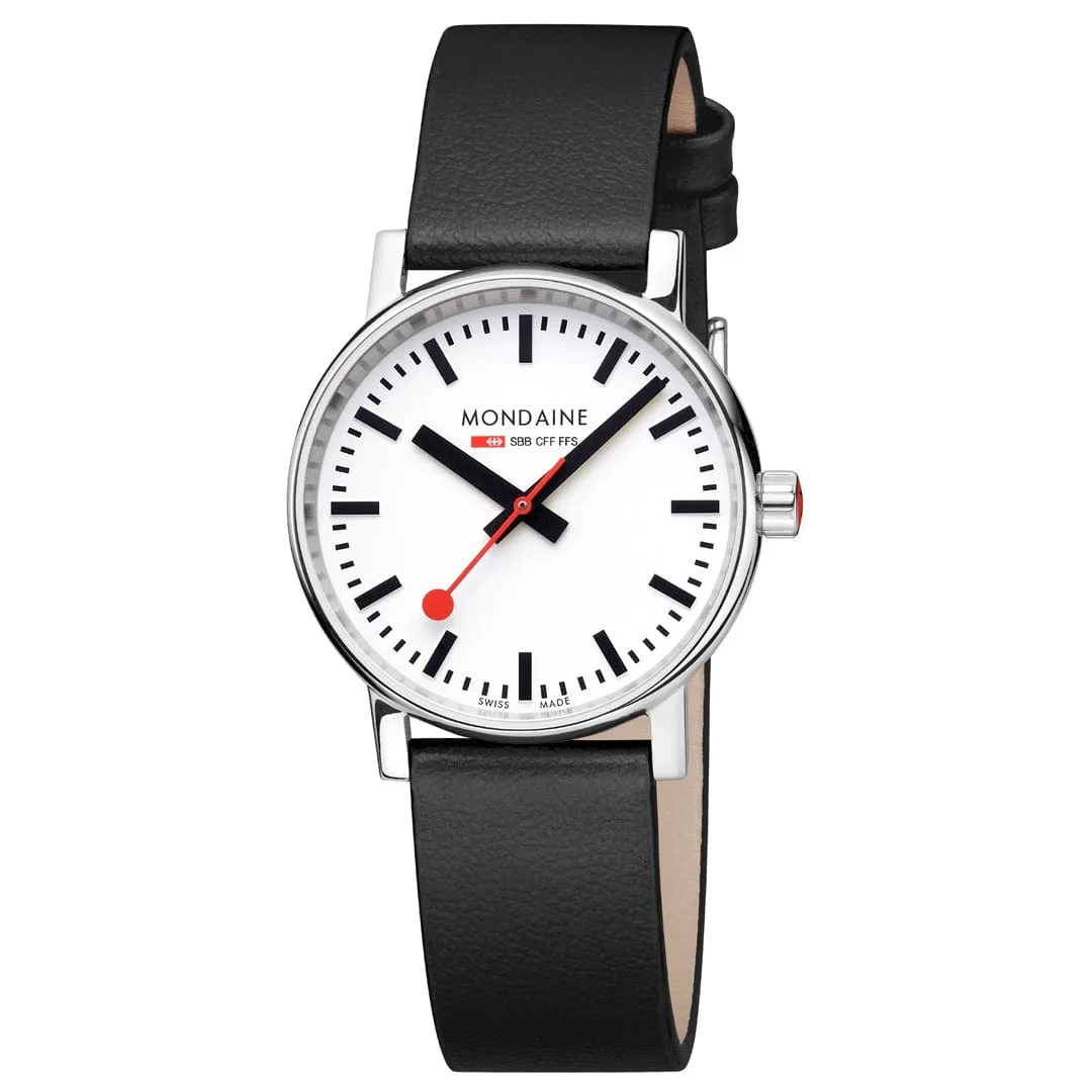 EVO2, Polished Steel, 35 mm, Black Vegan Grape Leather