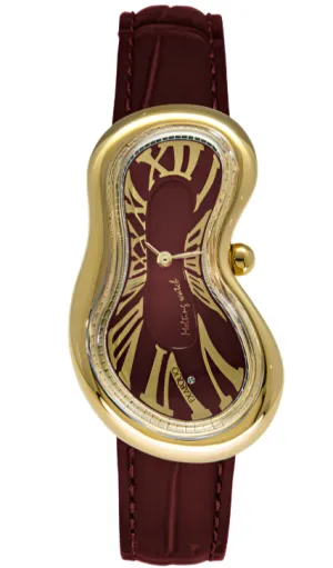 Exaequo Melting PVD Gold Burgundy Watch