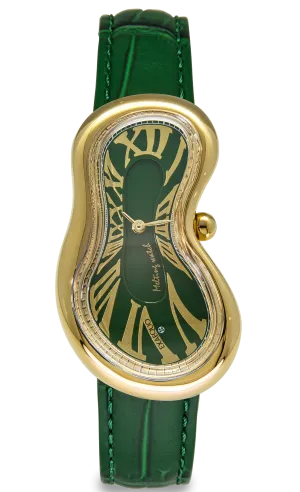 Exaequo Melting PVD Gold Green Watch