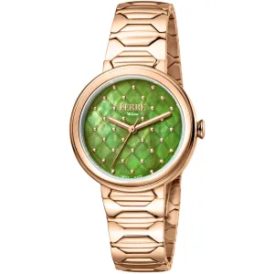 Ferre Milano Women's Watch - Classic Green Dial Rose Gold Bracelet | FM1L124M0081