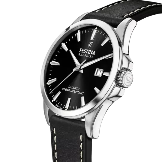 Festina Black Dial Black Leather Strap Men's Watch F20025/4