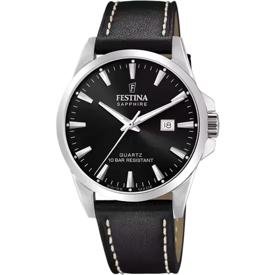 Festina Black Dial Black Leather Strap Men's Watch F20025/4