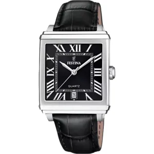 Festina Black Dial Black Leather Strap Watch f20681/3
