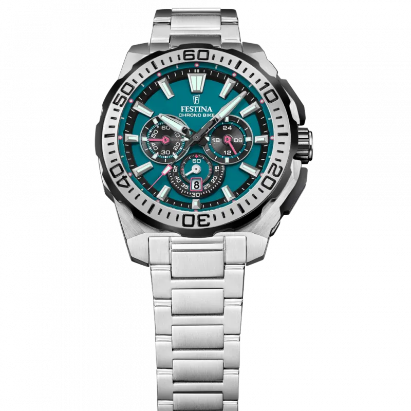 Festina Chrono Bike Blue Dial Stainless Steel Strap Watch f20724/6