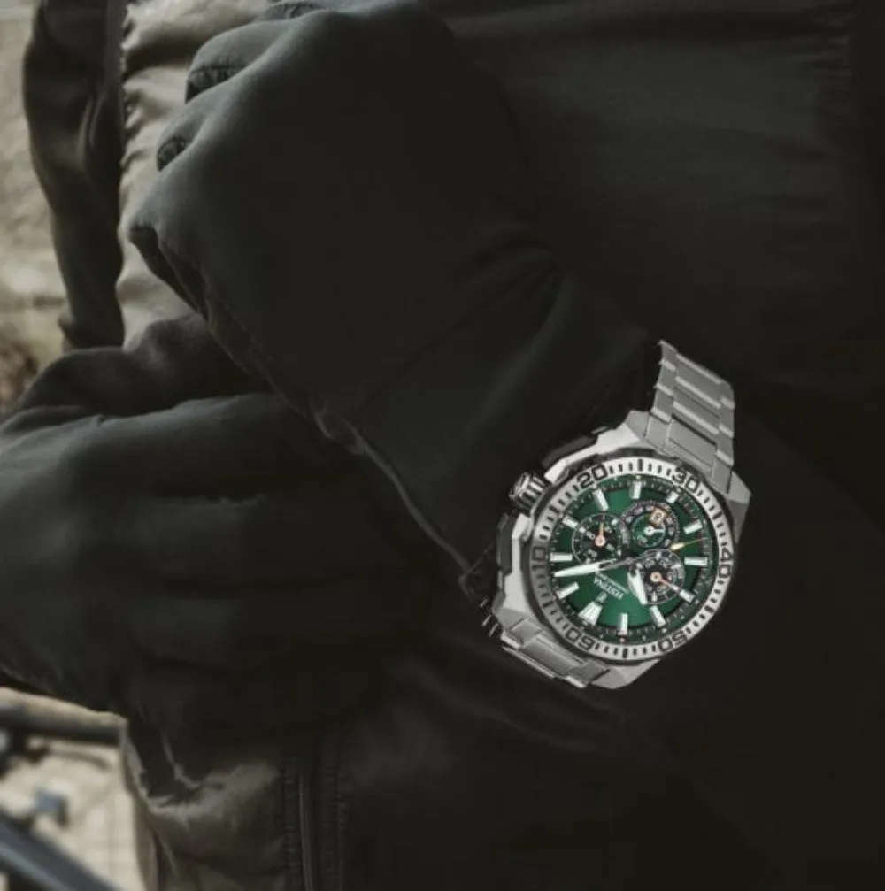 Festina Chrono Bike Green Dial Stainless Steel Strap Watch f20724/3