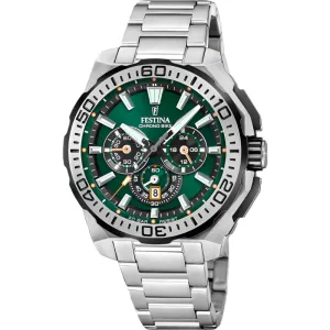 Festina Chrono Bike Green Dial Stainless Steel Strap Watch f20724/3