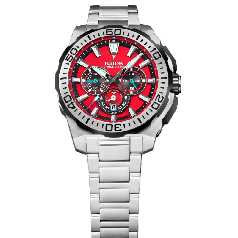 Festina Chrono Bike Red Dial Stainless Steel Strap Watch F20724/5