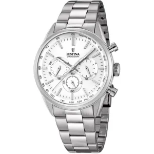 Festina Elegance Silver Chronograph Bracelet Watch F16820-1