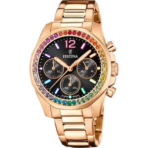 Festina Rainbow Black Dial Stainless Steel Strap Women's Watch F20639/3