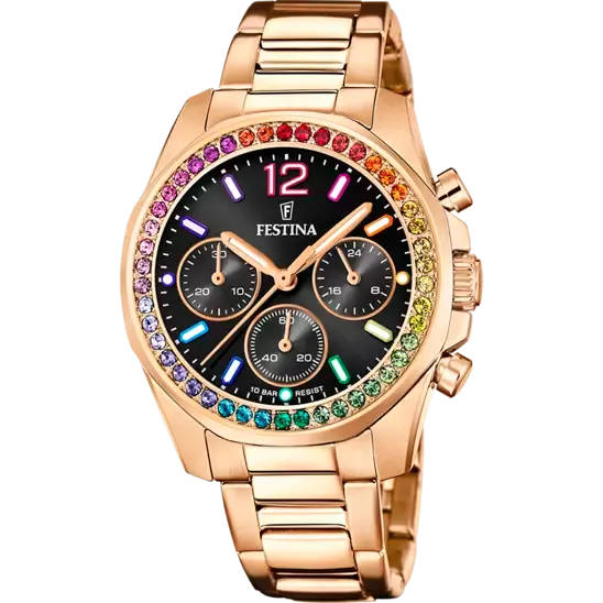 Festina Rainbow Black Dial Stainless Steel Strap Women's Watch F20639/3