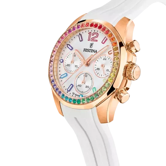 Festina Rainbow Silver Dial White Rubber Strap Women's Watch F20611/2