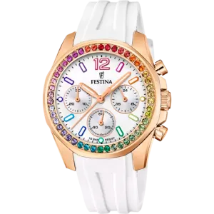 Festina Rainbow Silver Dial White Rubber Strap Women's Watch F20611/2