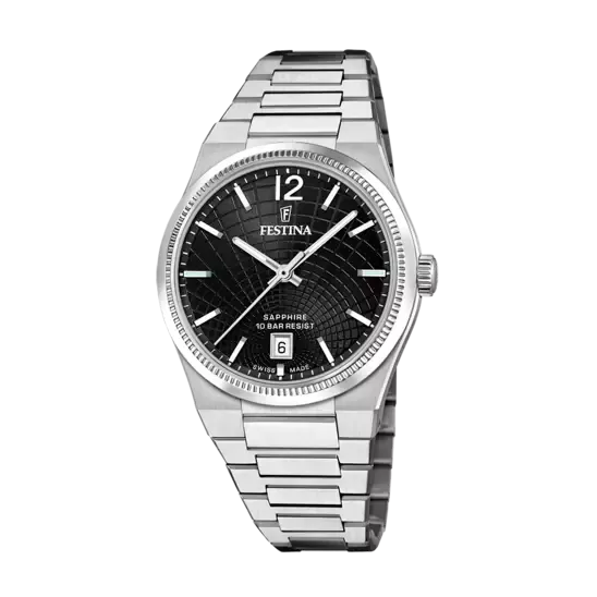 Festina Swiss Made Black Dial Stainless Steel Bracelet Women's Watch F20052/8