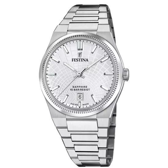Festina Swiss Made Silver Dial Stainless Steel Bracelet Men's Watch F20051/1