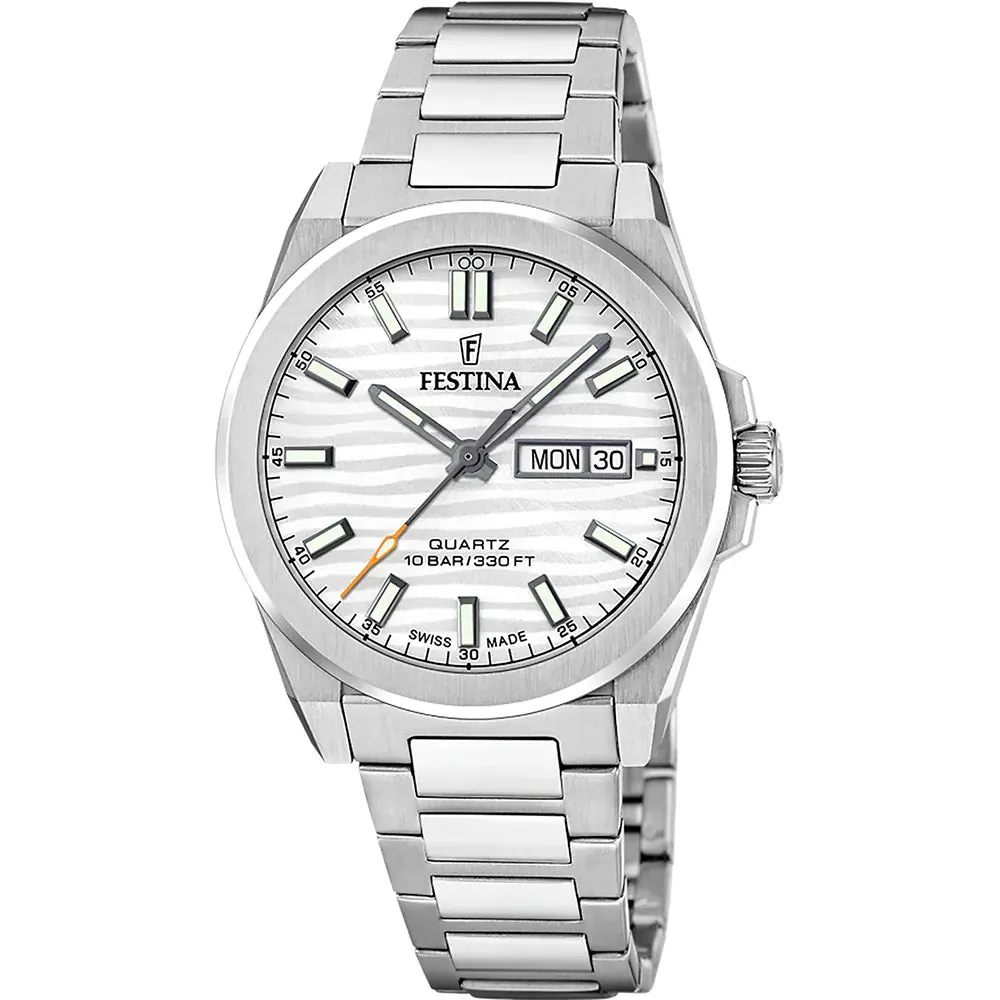 Festina Swiss Made Silver Dial Stainless Steel Watch f20073/1