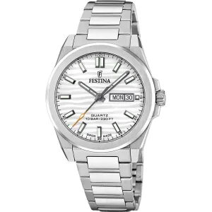 Festina Swiss Made Silver Dial Stainless Steel Watch f20073/1